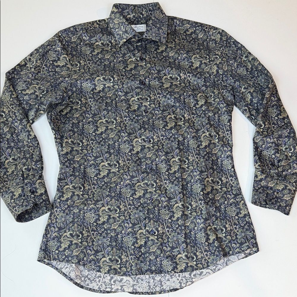 Stenstrรถms Slimline Men's Long Sleeve Blue Dress Shirt, Neck 15 3/4